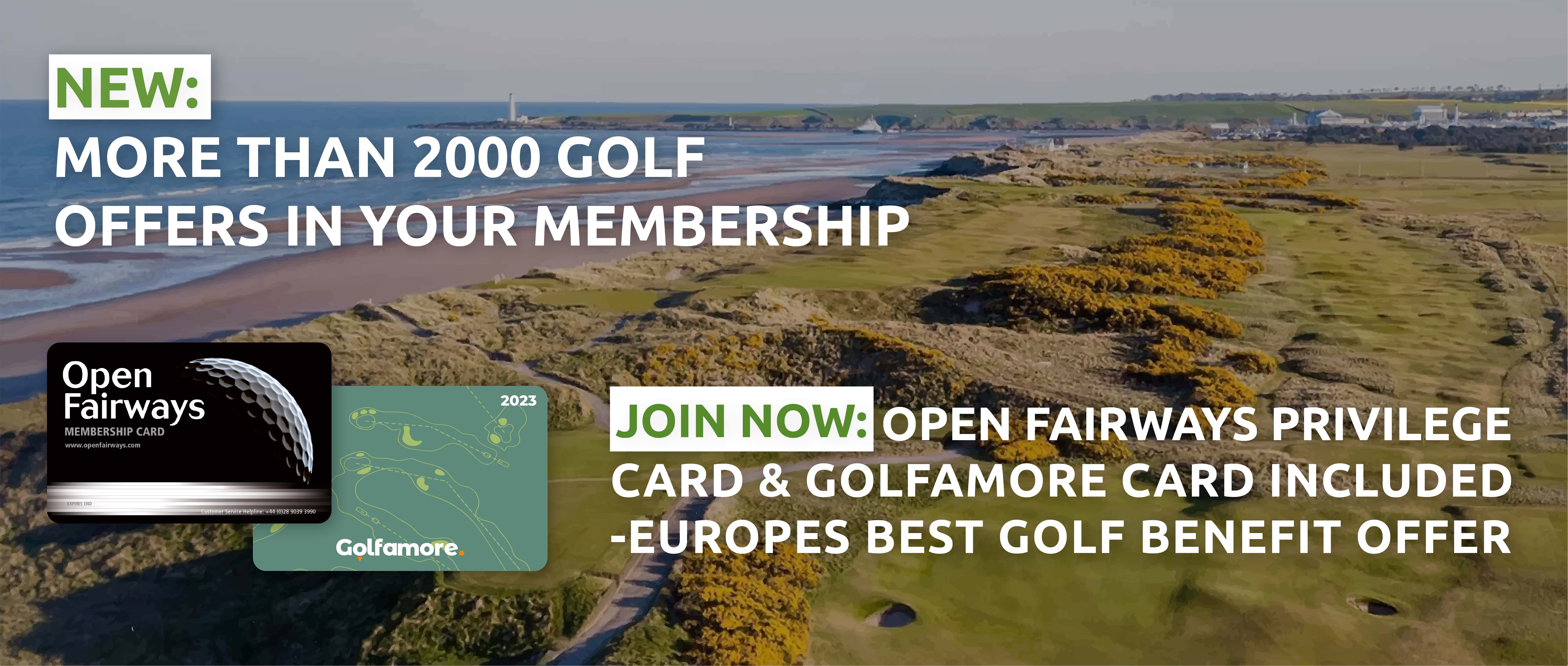 Golfamore + Open Fairways  2000 great golf offers for you.
